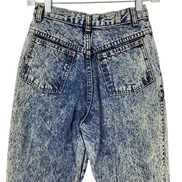 Vintage Women's Sz 24" 80's Tapered Leg Acid Wash Jean Ankle Zip Blue High Waist - Picture 5 of 9